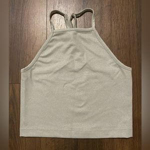 Junior’s Blue Rain Grey Shimmer Athleisure Crop Top M